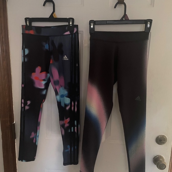 Girls ADIDAS leggings 2 PAIR LOT Aeroready Girls M 10-12 - Picture 7 of 16